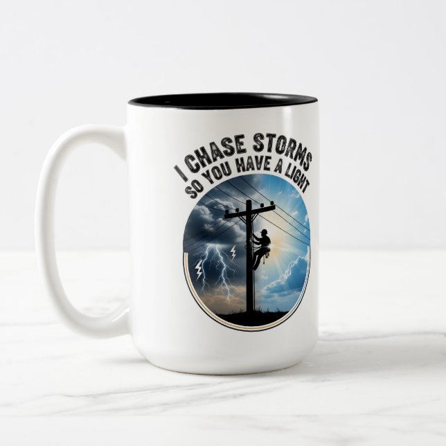 Tasse 2 Couleurs Electrical Worker Gift Modern Lineworker (Gauche)