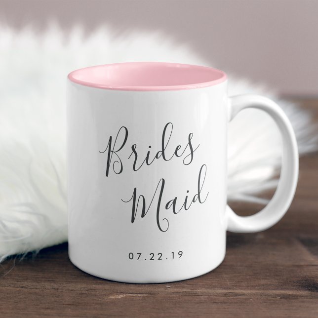 Tasse 2 Couleurs Élégamment Penné | Bridesmaid (Créateur téléchargé)
