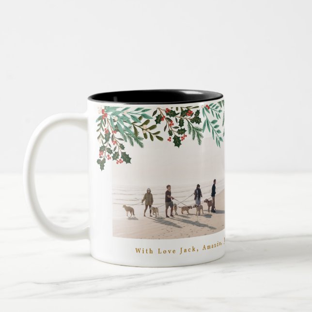 Tasse 2 Couleurs Élégance Classique de Noël Deux Photos (Gauche)
