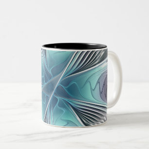 Tasse 2 Couleurs Elégance Moderne Bleu Gris Blanc Fractage Art Flow