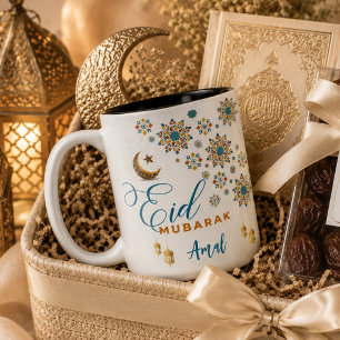 Tasse 2 Couleurs Élégant Aïd Moubarak Calligraphie Lune Étoiles Per