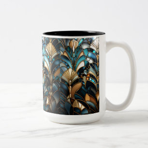 Tasse 2 Couleurs Élégant Art Déco Or Perles Turquoise Noir 