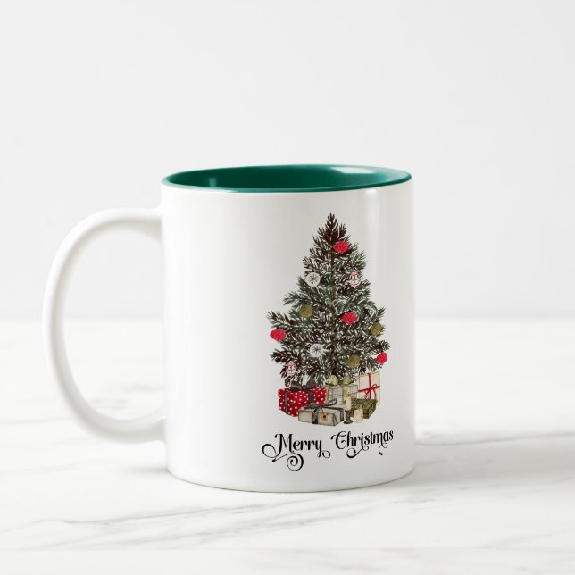 Tasse 2 Couleurs Elegant Christmas Tree Holiday (Gauche)