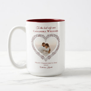Tasse 2 Couleurs Elégant Coeur Rouge Meilleure Femme Photo Valentin