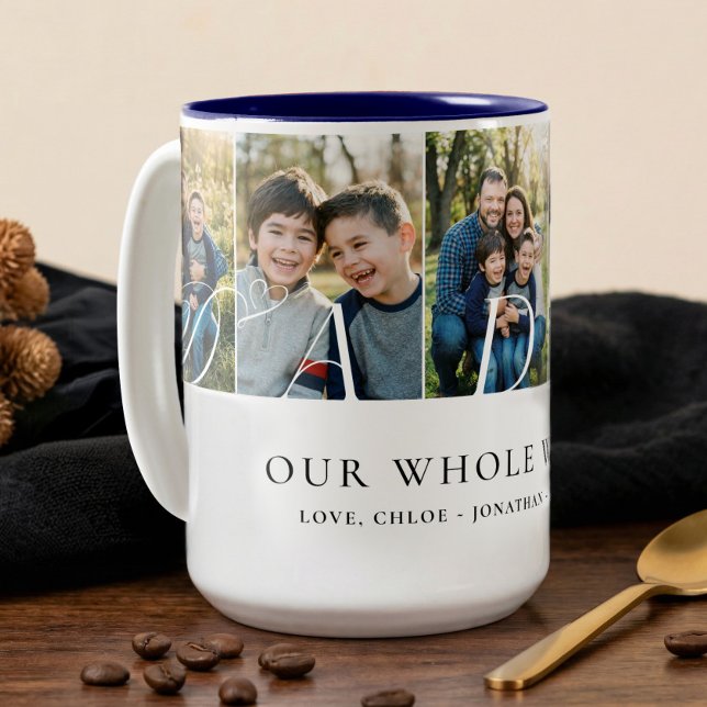 Tasse 2 Couleurs Elegant Daddy Photo Collage Fathers Day keepsake (Elegant Daddy Photo Collage Fathers Day keepsake Two-Tone Coffee Mug)