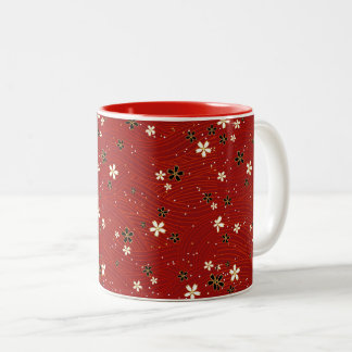 Tasse 2 Couleurs Élégant floral rouge et or
