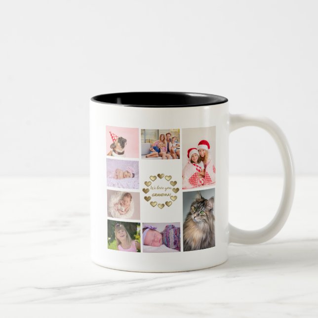 Tasse 2 Couleurs Elegant Gold Family Photo Collage Fête des Mères (Droit)
