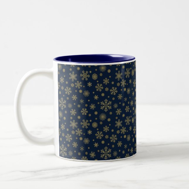 Tasse 2 Couleurs Elegant Gold Snowflake Winter Pattern (Gauche)