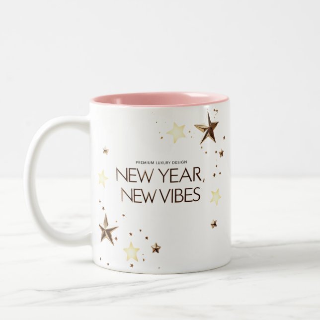 Tasse 2 Couleurs Elegant Gold Stars "New Year, New Vibes (Gauche)