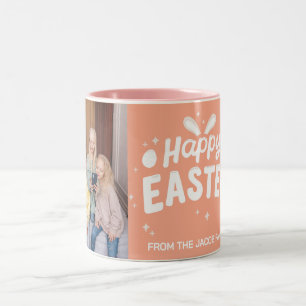 Tasse 2 Couleurs élégant moderne Floral Pâques une photo de famille