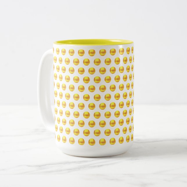 Tasse 2 Couleurs Élégant Moderne Points Dorés sur Fond Blanc (Devant gauche)