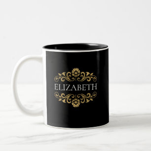 Tasse 2 Couleurs Élégant Monogram Black Gold