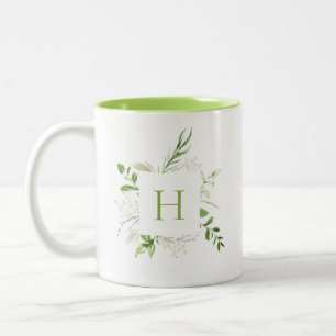 Tasse 2 Couleurs Élégant Monogramme botanique sauvage