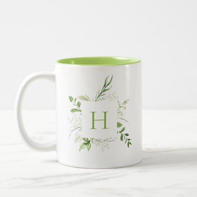 Tasse 2 Couleurs Élégant Monogramme botanique sauvage (Gauche)