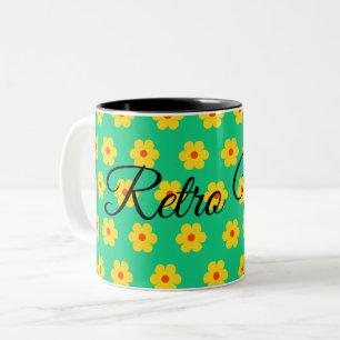 Tasse 2 Couleurs élégant monogramme moderne rétro floral