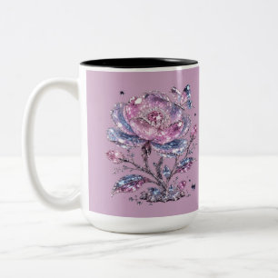Tasse 2 Couleurs Élégant motif botanique rose poussiéreux