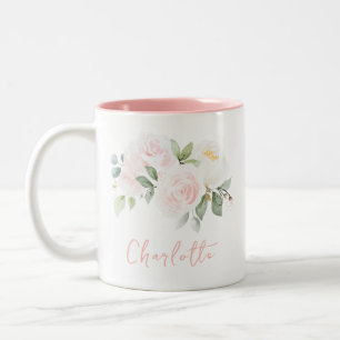 Tasse 2 Couleurs Elégant nom d'aquarelle florale