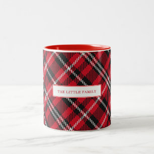 Tasse 2 Couleurs Élégant Plaid de Noël Personnalisé Coloré