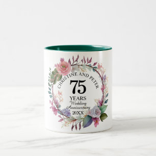 Tasse 2 Couleurs Élégant pour tout mariage (75) Anniversaire floral