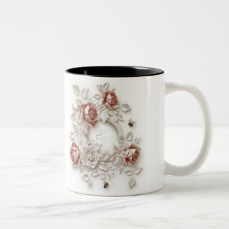 Tasse 2 Couleurs Élégant Rose 3D, abeilles et beauté botanique