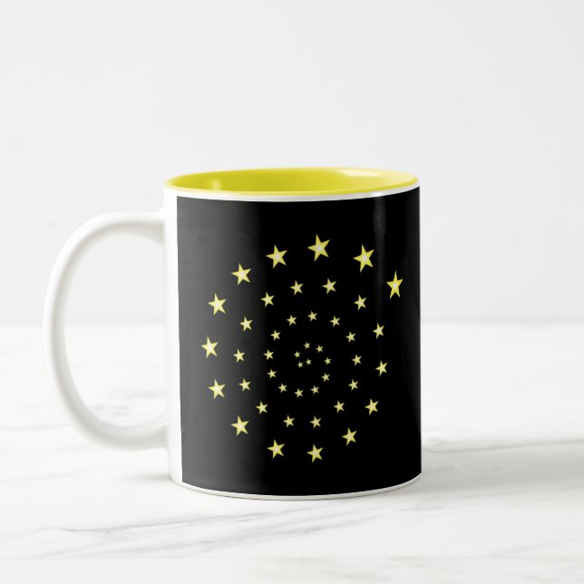Tasse 2 Couleurs Elégant Stars Spiral sur Black & Monogram (Gauche)