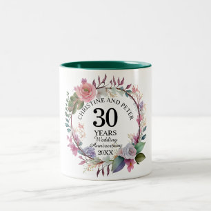 Tasse 2 Couleurs Élégant Tout Mariage (30) Floral Anniversaire