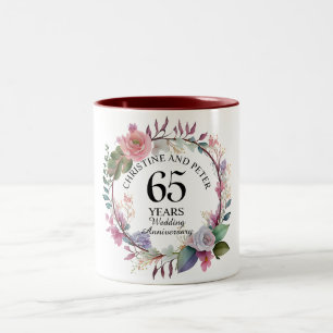 Tasse 2 Couleurs Élégant Tout Mariage (65) Floral Anniversaire