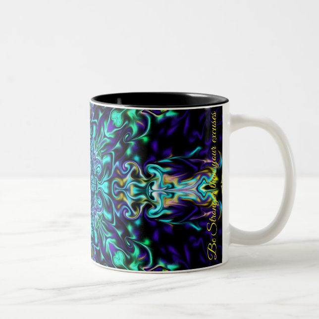 Tasse 2 Couleurs Elégant vert turquoise boho retro design abstrait (Droit)