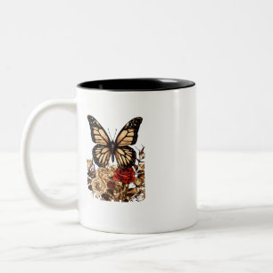 Tasse 2 Couleurs Elégante Boue à papillon - 11 oz