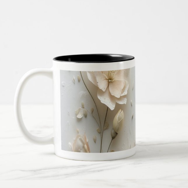 Tasse 2 Couleurs Elégante Coupe Floral de Café (Gauche)