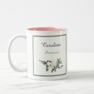 Tasse 2 Couleurs Élégante femme de chambre en fleurs de Magnolia bl
