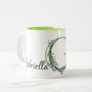 Tasse 2 Couleurs Élégante Lettre G monogramme lavande personnalisat