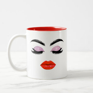 Tasse 2 Couleurs Elégante Lèvres rouges glamour et Parties scintill