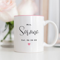 Élégante Mme Monogramme Mariage Rose Script
