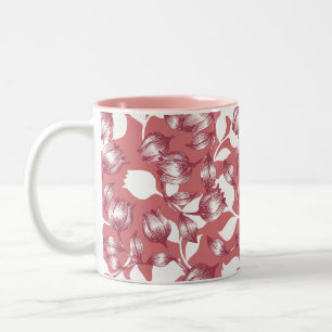 Tasse 2 Couleurs Élégante silhouette de la tulipe rouge