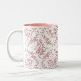 Tasse 2 Couleurs Élégante toile florale blanche et rose gravée