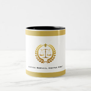 Tasse 2 Couleurs Élégantes balances de justice en blanc et or pour
