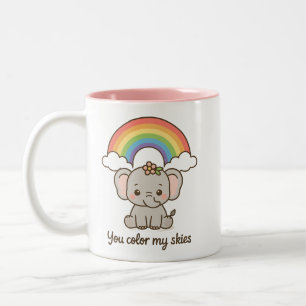 Tasse 2 Couleurs Eléphant Arc-en-ciel mignon - Vous Colorez Mon Cie