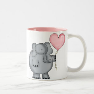Tasse 2 Couleurs Éléphant avec le ballon de coeur