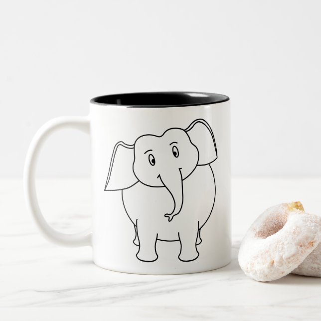 Tasse 2 Couleurs Eléphant blanc. (Avec donut)