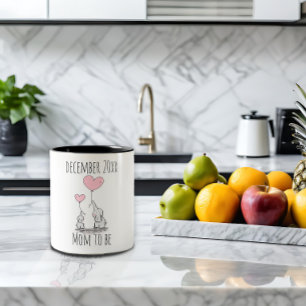 Tasse 2 Couleurs Éléphant cœur date future maman