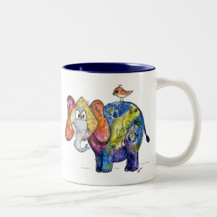 Tasse 2 Couleurs Eléphant couleur blanc mignon