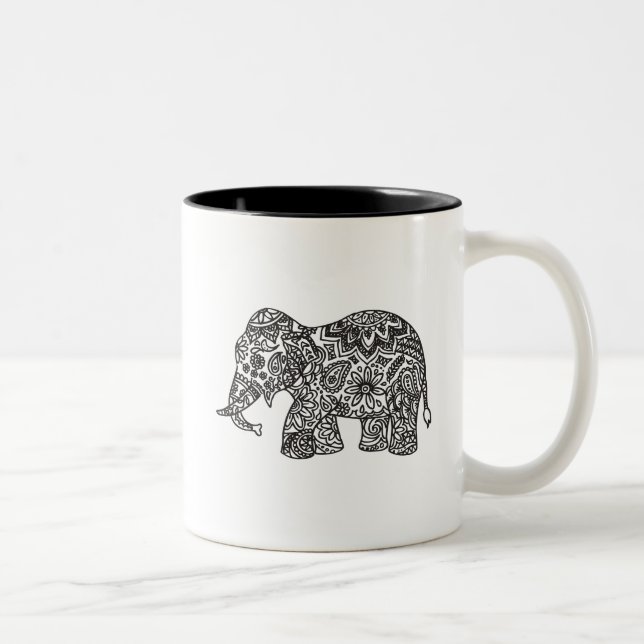 Tasse 2 Couleurs Éléphant de griffonnage (Droit)