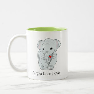 Tasse 2 Couleurs Éléphant de pouvoir cérébral végétalien tenant un