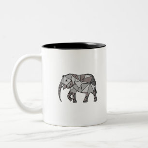 Tasse 2 Couleurs Eléphant géométrique, gris évêque