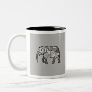 Tasse 2 Couleurs éléphant géométrique, gris évêque 2