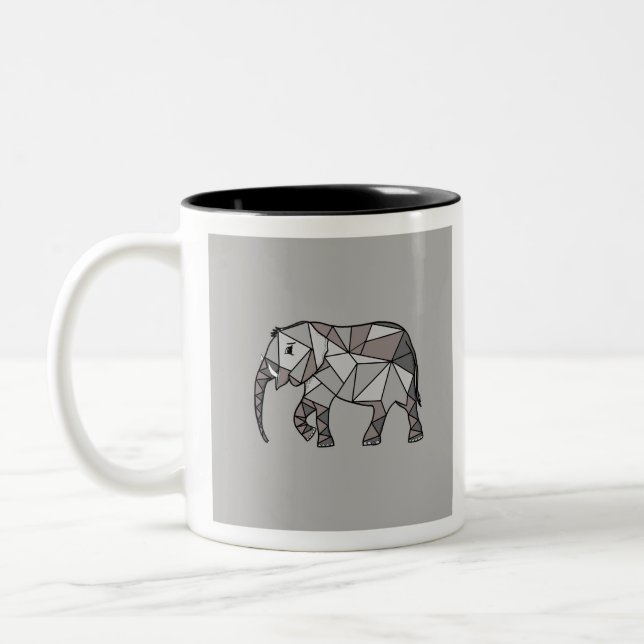 Tasse 2 Couleurs éléphant géométrique, gris évêque 2 (Gauche)