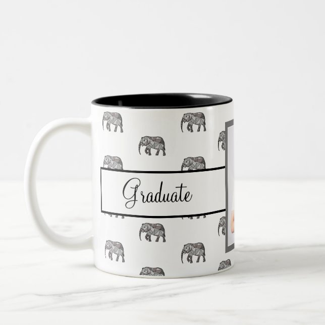 Tasse 2 Couleurs Elephant Geometry Graduate Photo noir et blanc (Gauche)