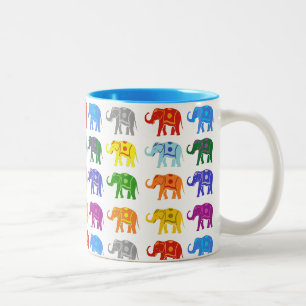 Tasse 2 Couleurs Elephant Indien heureux coloré