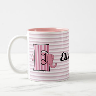 Tasse 2 Couleurs Eléphant rose Monogrammé E Kid's
